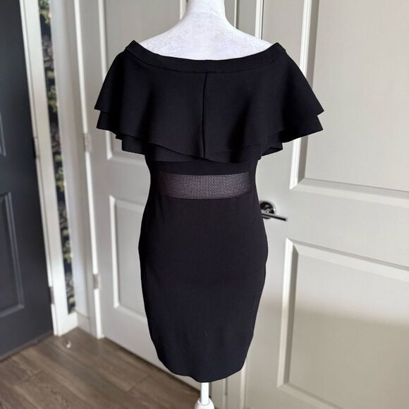Endless Rose Black Ruffle Off the Shoulder Mini Sweater Dress Size L - Picture 6 of 7